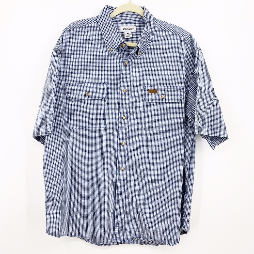 CARHARTT Short Sleeve Cotton Gingham Plaid Sz XL